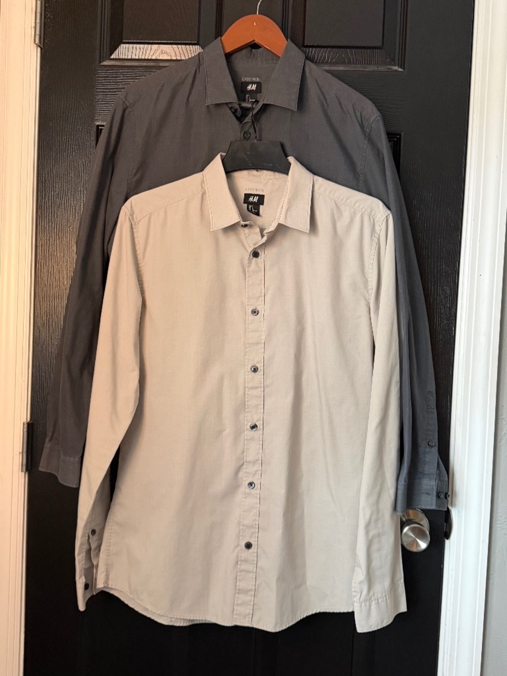 H&M Easy Iron Dress Shirt Bundle Men's Large Light Gray & Dark Gray Long Sleeve